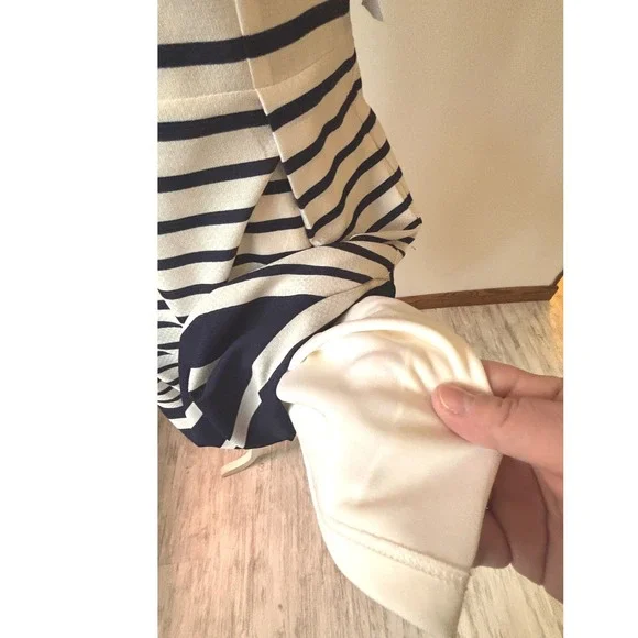 NWT Liz Claiborne Striped Sheath Dress Navy White Sleeveless SZ 10 - Picture 6 of 11